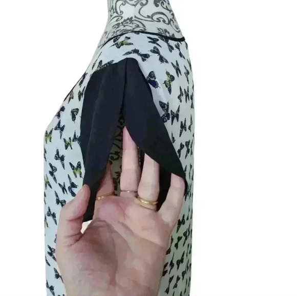 Sisley Dress Butterfly Print Black White Fairy Y2K Shift Dress Fairy Women L - Picture 6 of 11